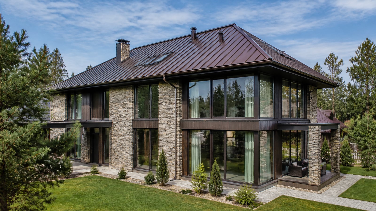 Медная фальцевая кровля в Звенигороде, 110 м²