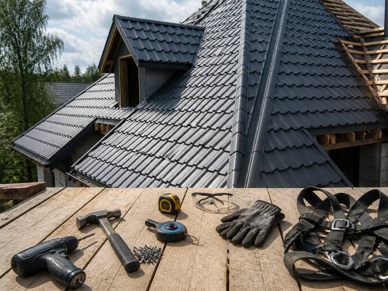 Что входит в смету: tools and materials laid out — Установка сложной кровли